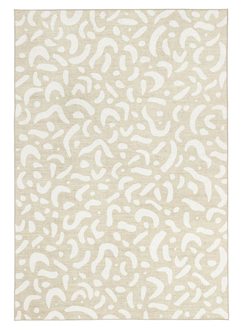 Jazlyn Beige Cream Indoor Outdoor Washable Rug