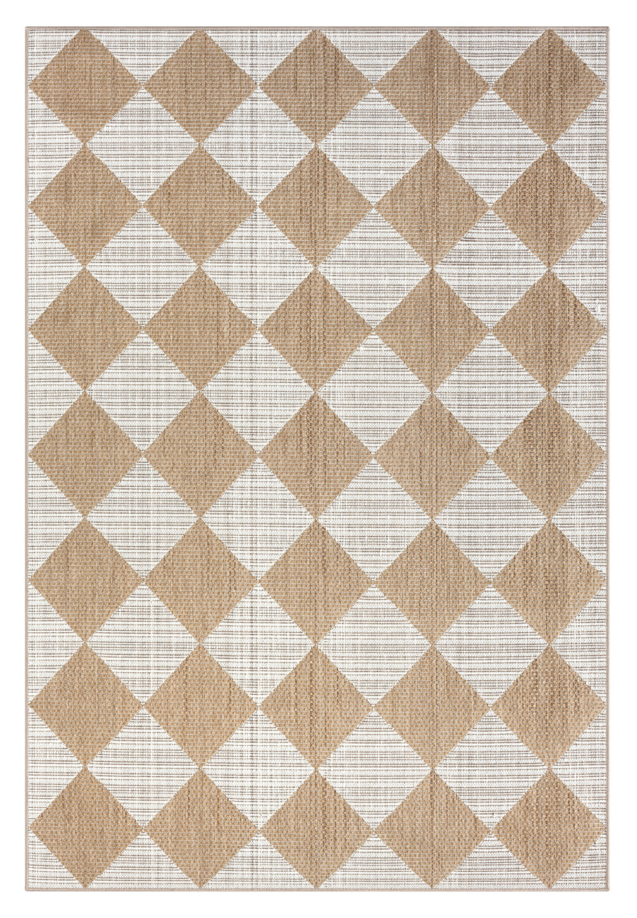 Kalei Brown and Ivory Checkered Flatweave Indoor Outdoor Rug
