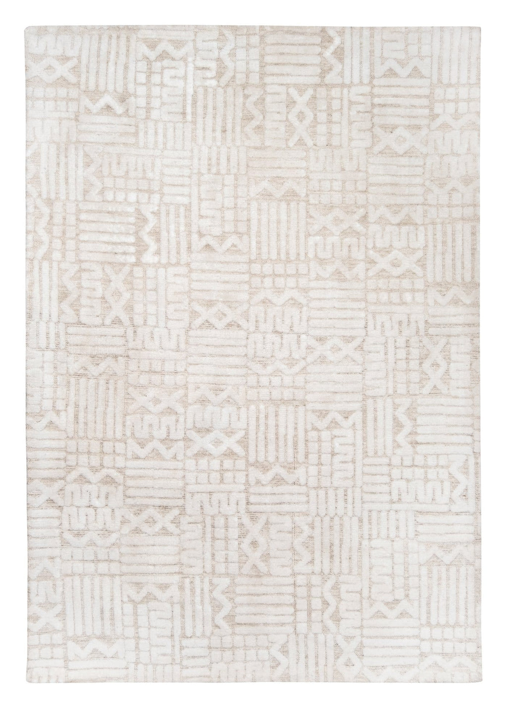 Kalinda Beige and Ivory Geometric Tribal Rug