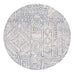 Karmen Blue and Ivory Geometric Patterned Round Rug