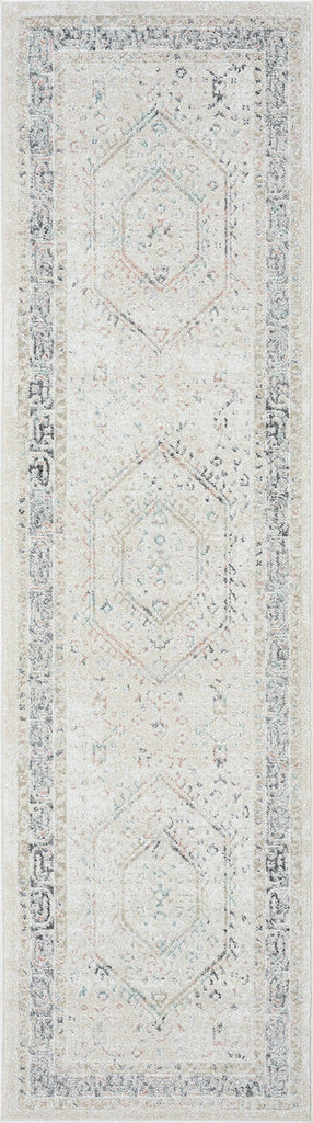 Katya Cream And Grey Multi-Colour Traditional Floral Runner Rug