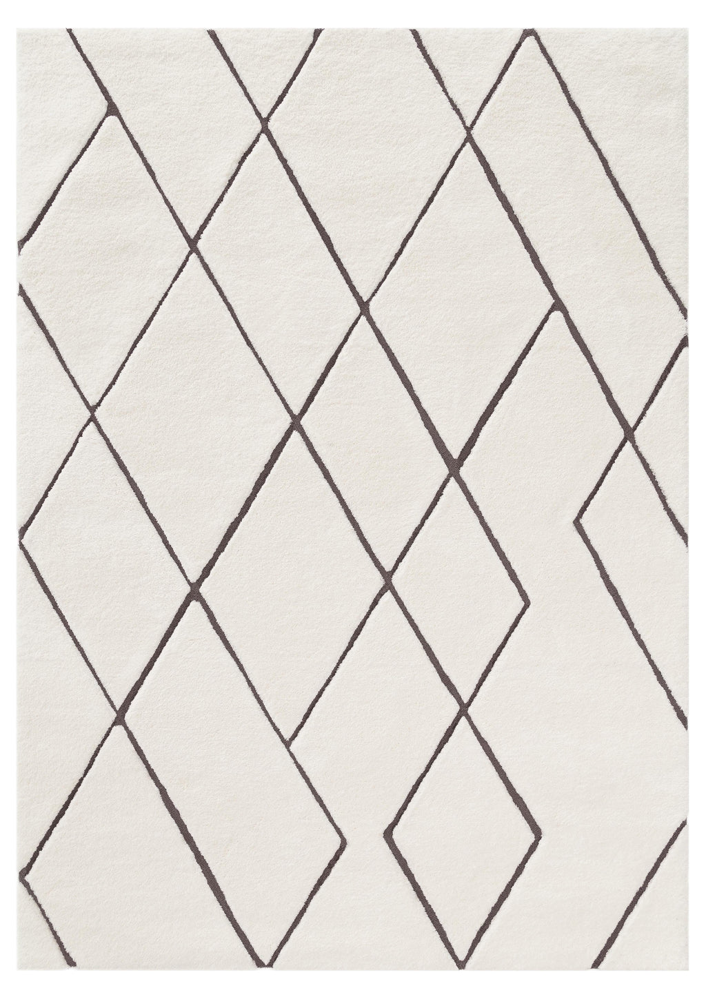 Kayla Cream and Charcoal Grey Tribal Shag Rug