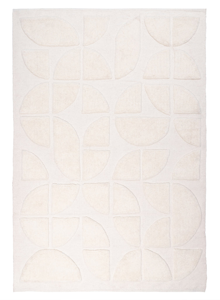Kikko Geometric Cream Washable Wool Rug