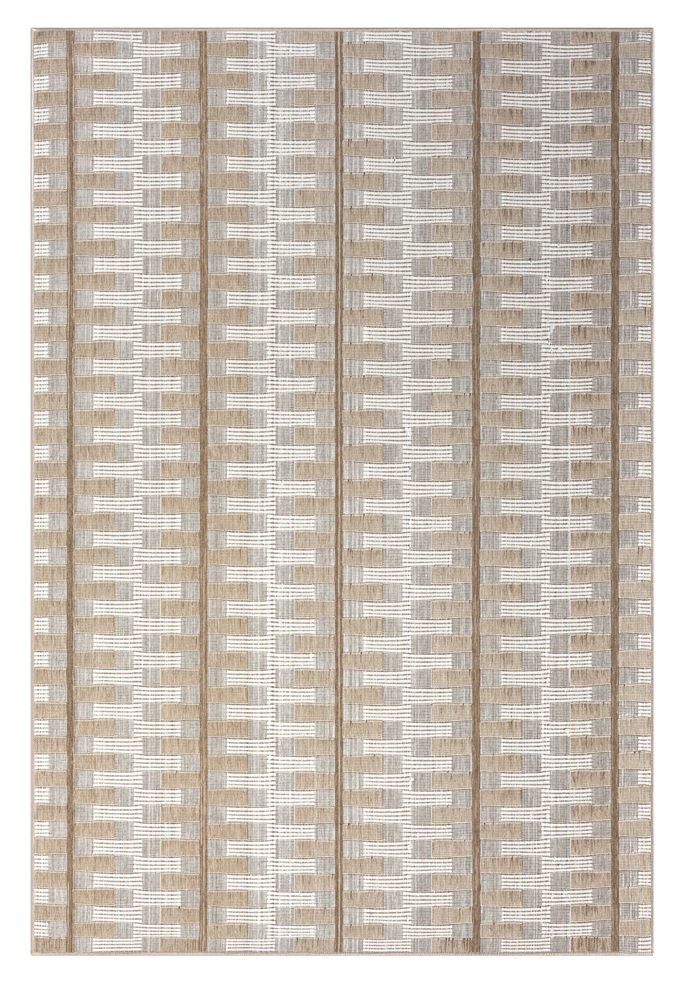 Krystal Brown and Ivory Geometric Flatweave Indoor Outdoor Rug