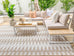 Krystal Brown and Ivory Geometric Flatweave Indoor Outdoor Rug