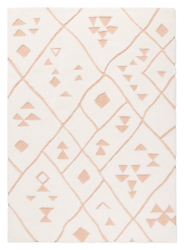 Leesha Cream and Peach Tribal Shag Rug