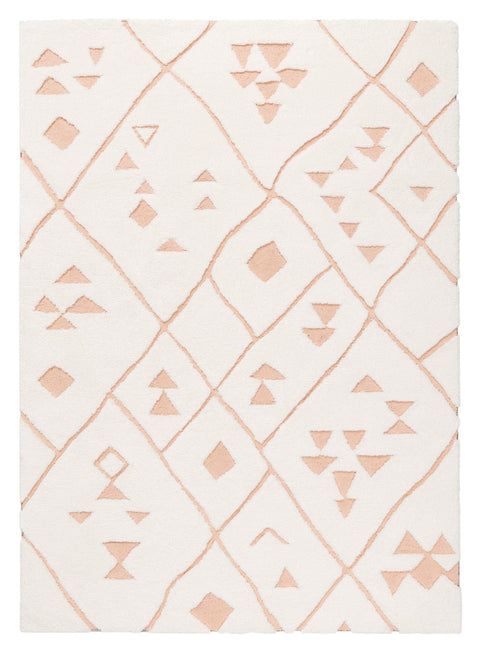 Leesha Cream and Peach Tribal Shag Rug