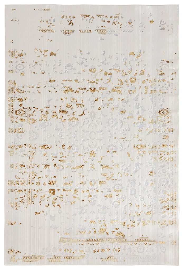 Lindy Cream Ivory And Gold Traditional Floral Rug