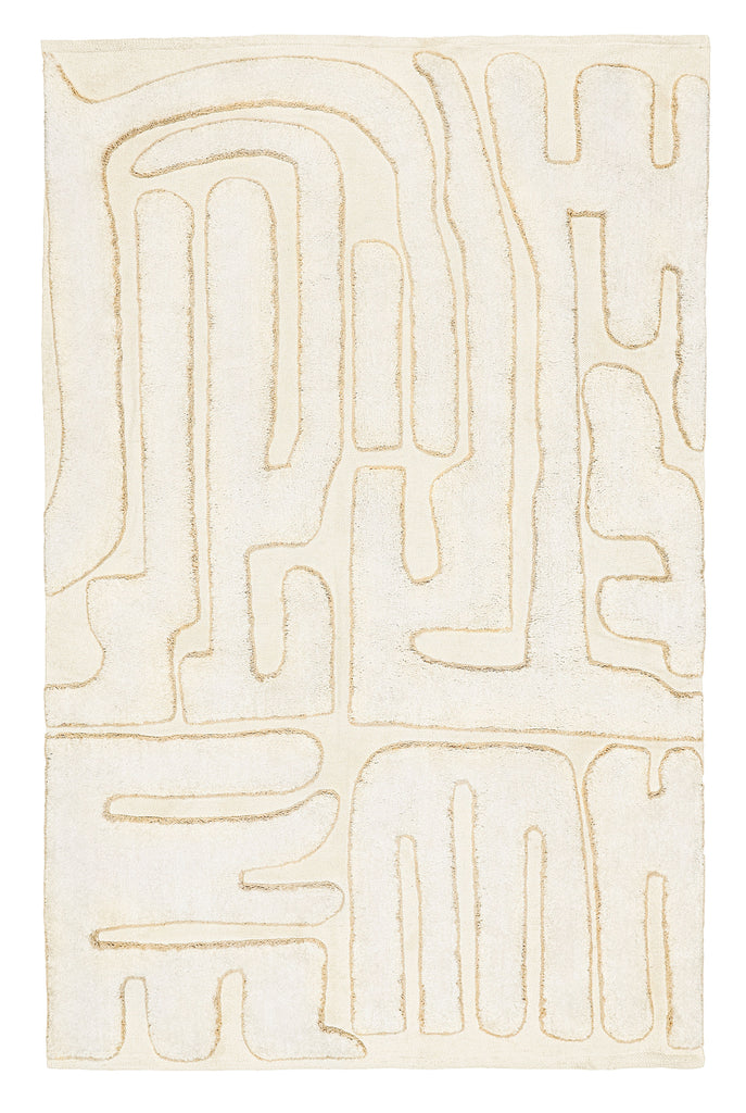 Lola Cream Abstract Cotton Washable Rug