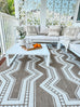 Lora Brown and Ivory Tribal Flatweave Indoor Outdoor Rug