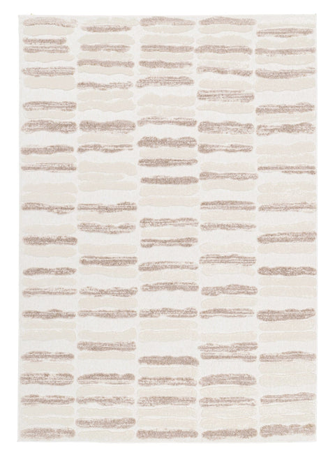 Luiza Ivory and Beige Abstract Striped Rug