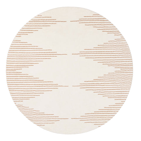 Lyra Ivory and Brown Diamond Stripe Washable Round Rug