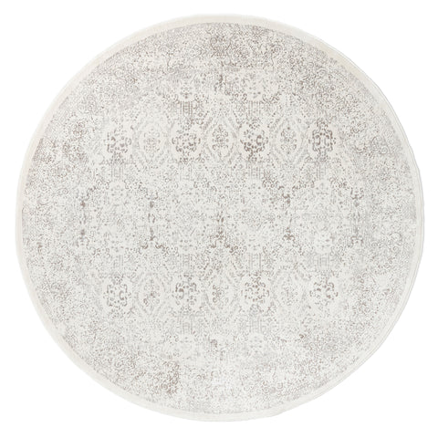 Madison Ivory And Grey Traditional Distressed Round Rug