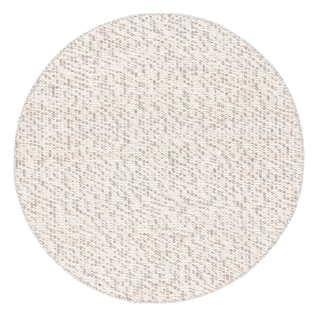 Mallory Marbled Cream and Grey Chunky Wool Round Rug