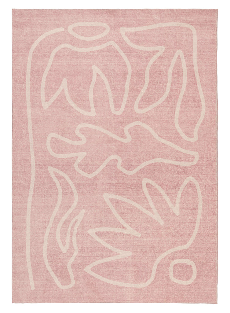 Manuela Pink Hand Drawn Washable Rug