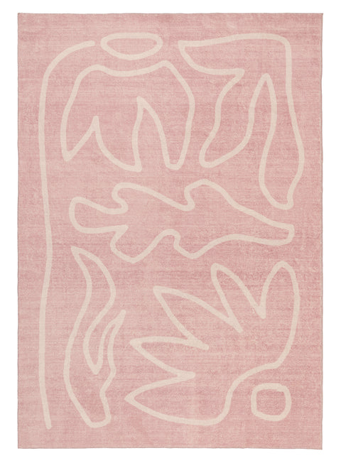 Manuela Pink Hand Drawn Washable Rug