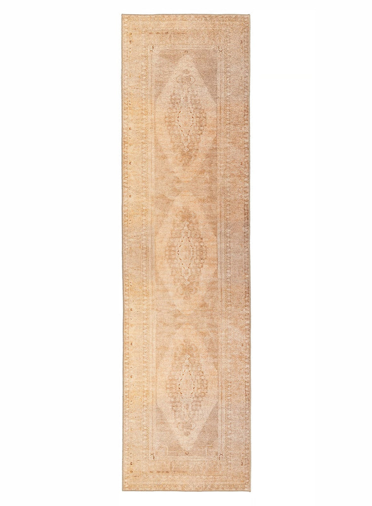 Mariana Cream and Peach Medallion Washable Runner Rug