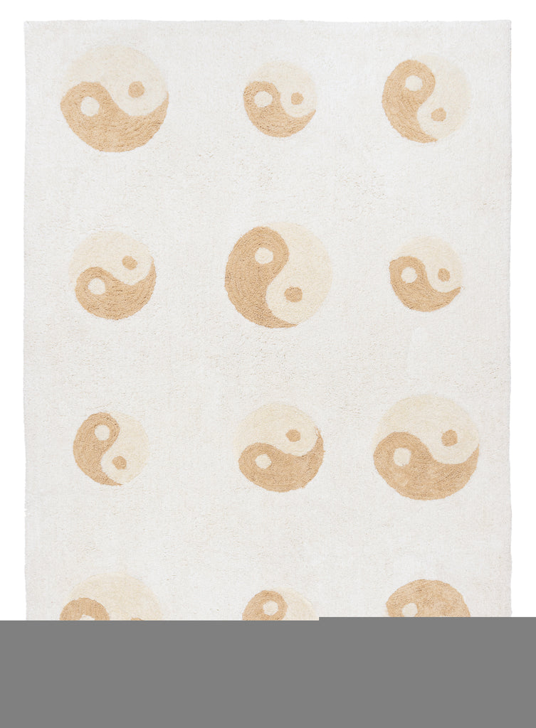 Marika Cream and Beige Yin Yang Cotton Washable Rug