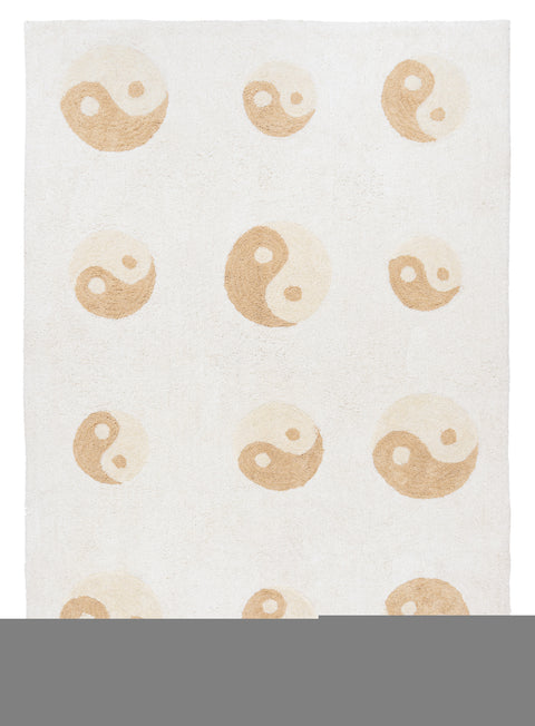 Marika Cream and Beige Yin Yang Cotton Washable Rug
