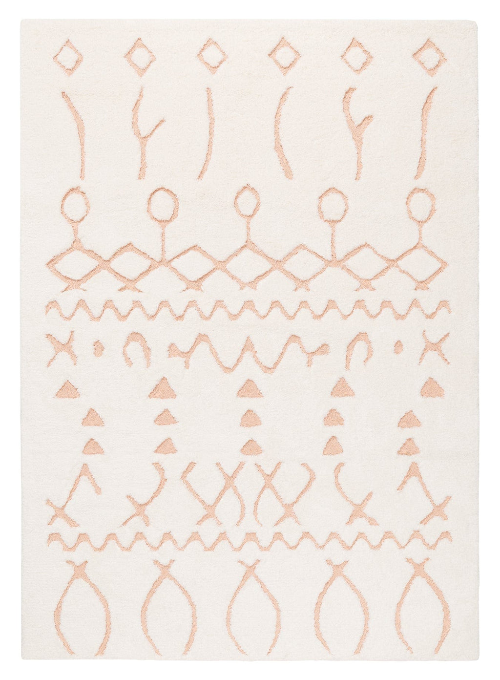 Matilda Cream and Peach Tribal Shag Rug