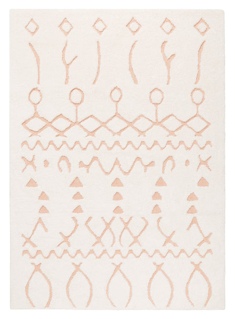 Matilda Cream and Peach Tribal Shag Rug