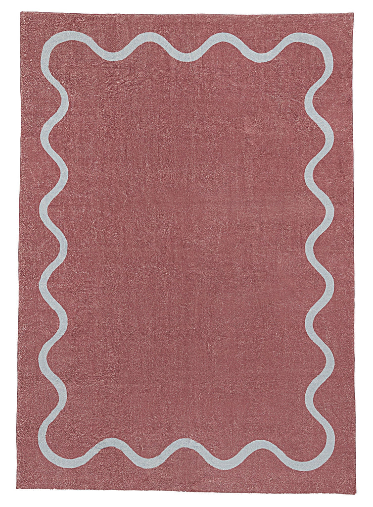 Maud Purple and Blue Wiggle Bordered Washable Rug