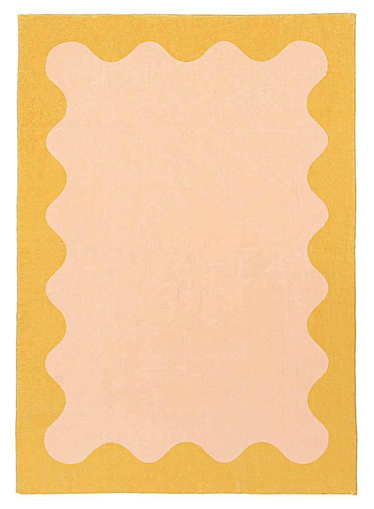 Melody Pink and Yellow Wiggle Bordered Washable Rug