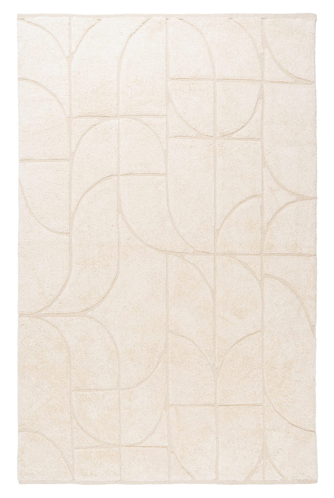 Mikaela Cream Beige Abstract Cotton Washable Rug