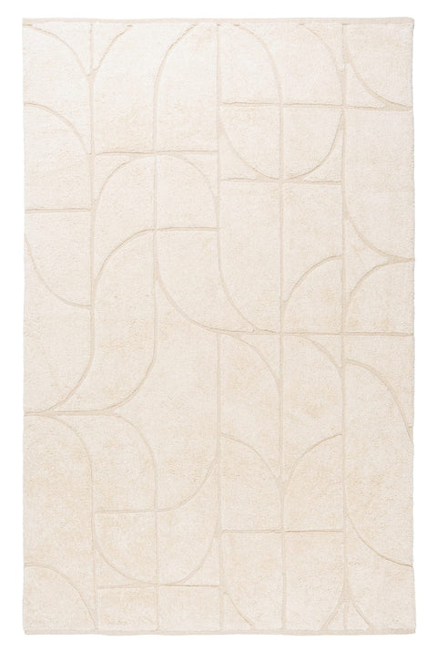 Mikaela Cream Beige Abstract Cotton Washable Rug