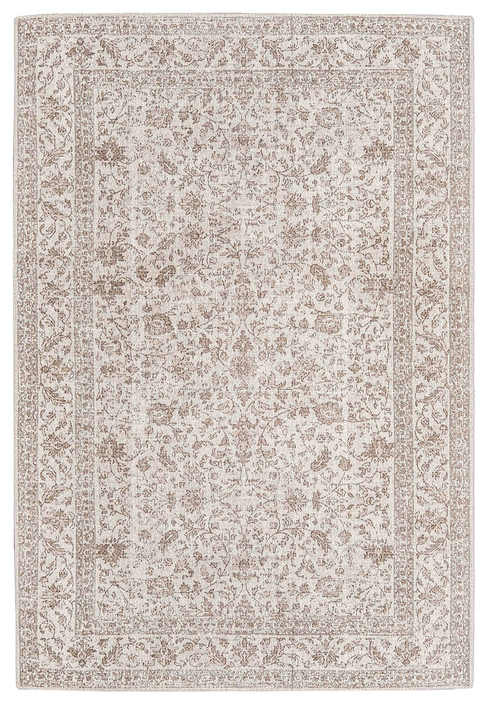 Moselle Beige and Brown Floral Distressed Rug