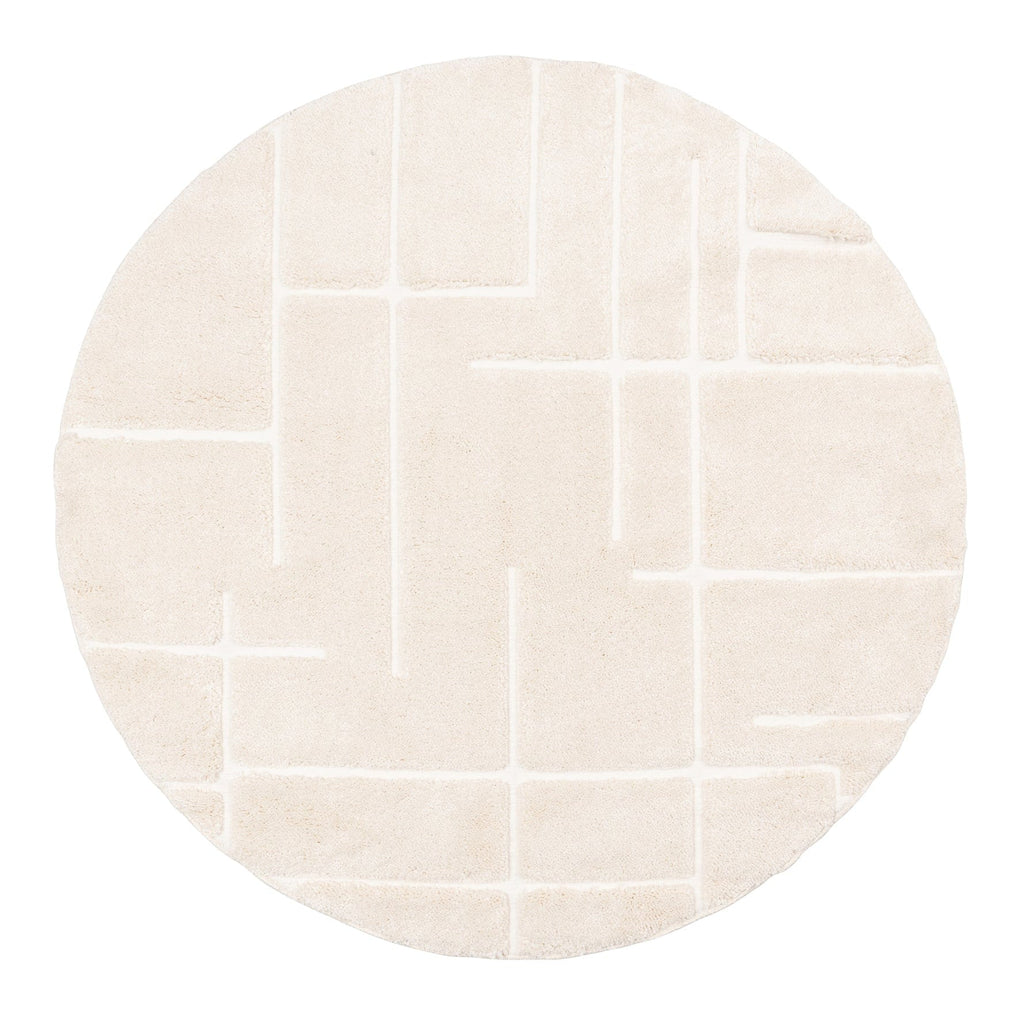 Nalu Ivory Geometric Round Rug