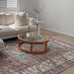 Nazri Orange and Blue Traditional Distressed Washable Rug
