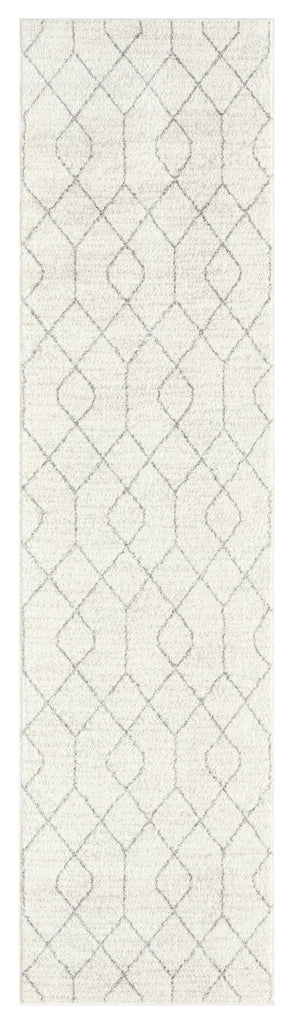 Neda Grey and Ivory Diamond Pattern Runner Rug
