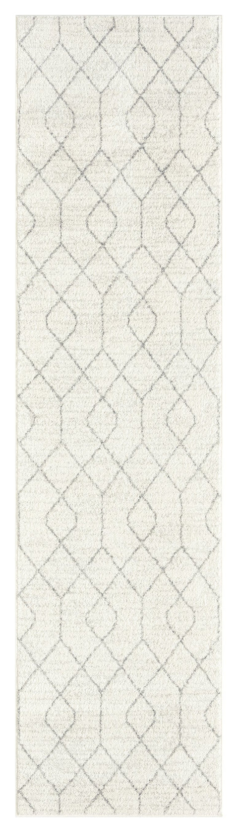 Neda Grey and Ivory Diamond Pattern Runner Rug