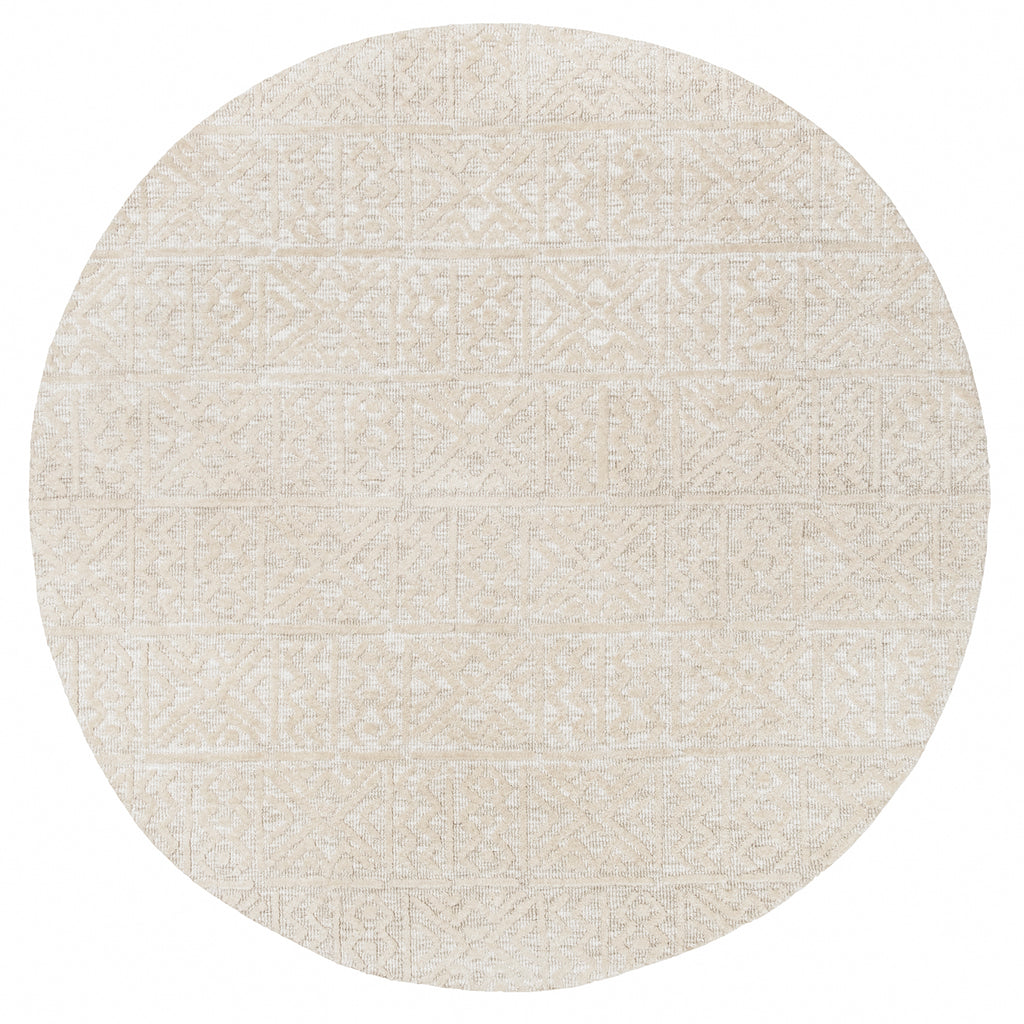 Neewa Beige and Ivory Tribal Transitional Round Rug