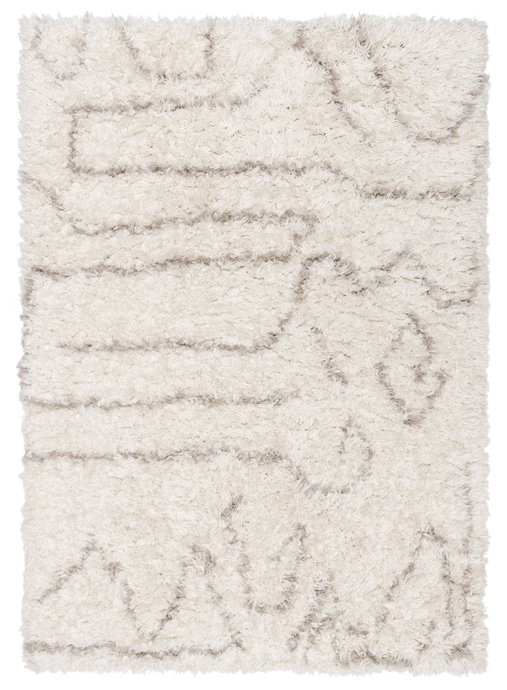 Neriza Cream & Beige Tribal Shag Rug