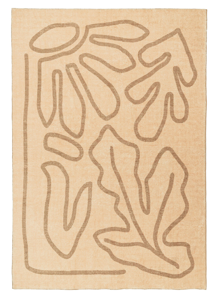 Nihal Beige Hand Drawn Washable Rug