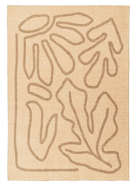 Nihal Beige Hand Drawn Washable Rug