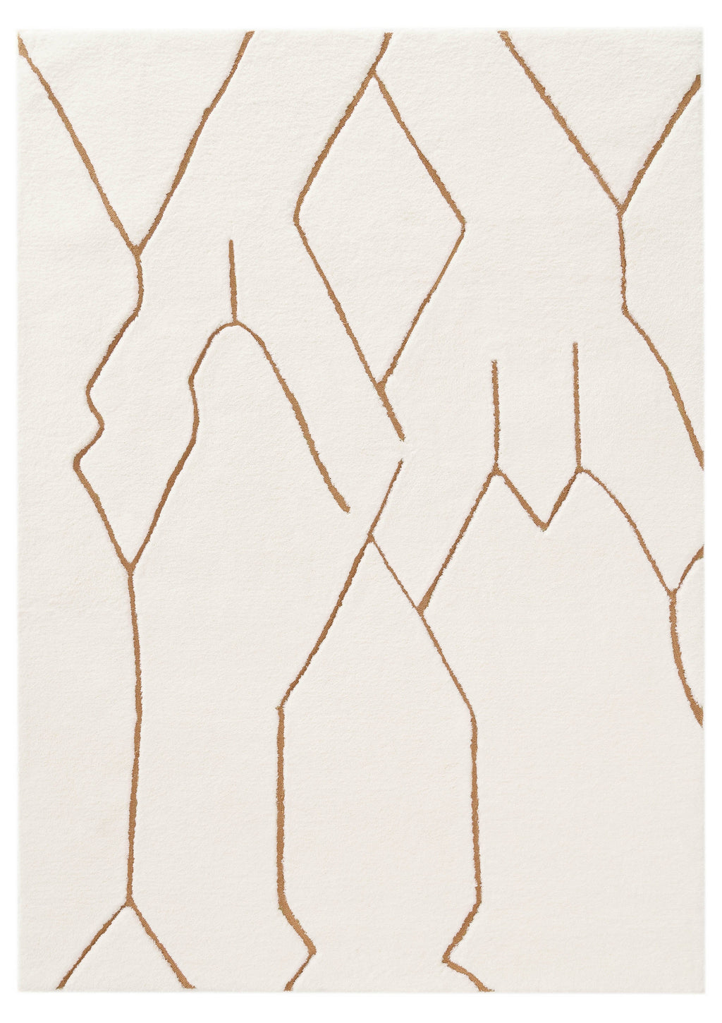 Nyla Cream and Gold Tribal Shag Rug