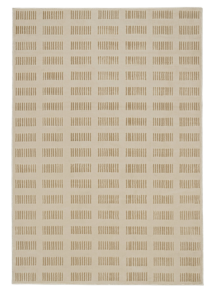 Ouargia Textured Geometric Neutral Washable Rug