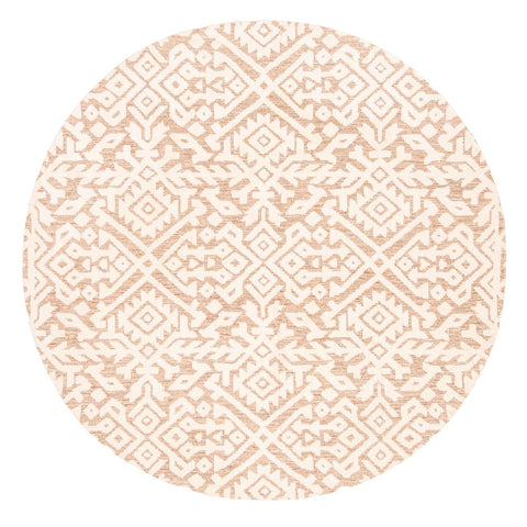 Paloma Peach and Ivory Tribal Patterned Round Rug