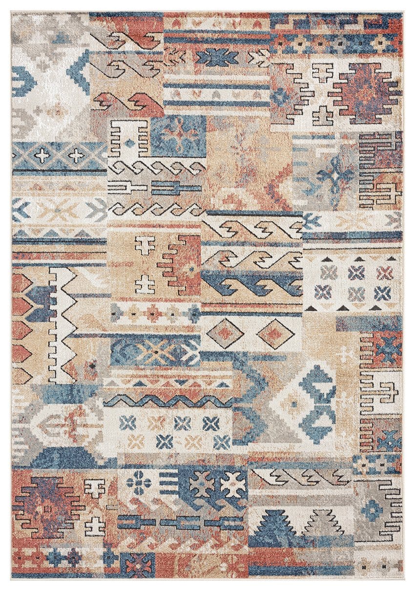 Pippa Orange And Blue Multi Colour Tribal Rug