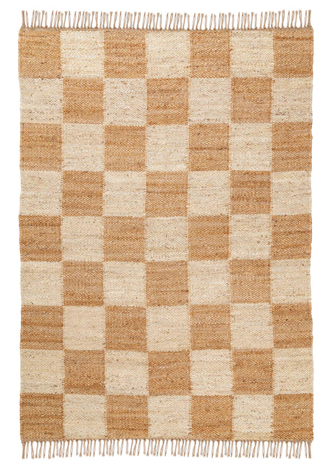 Riley Natural and Bleached Checkered Jute Rug *NO RETURNS UNLESS FAULTY