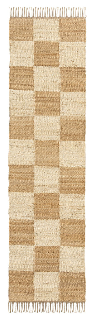 Riley Natural and Bleached Checkered Jute Runner Rug