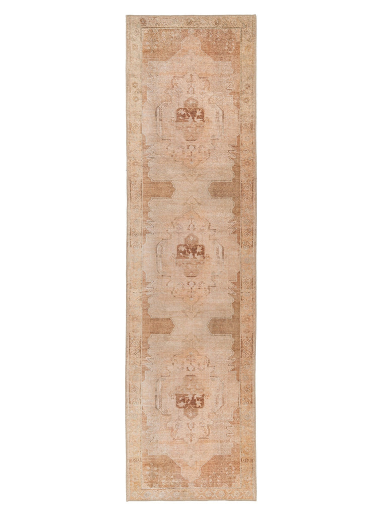 Sabine Cream and Rust Medallion Washable Runner Rug