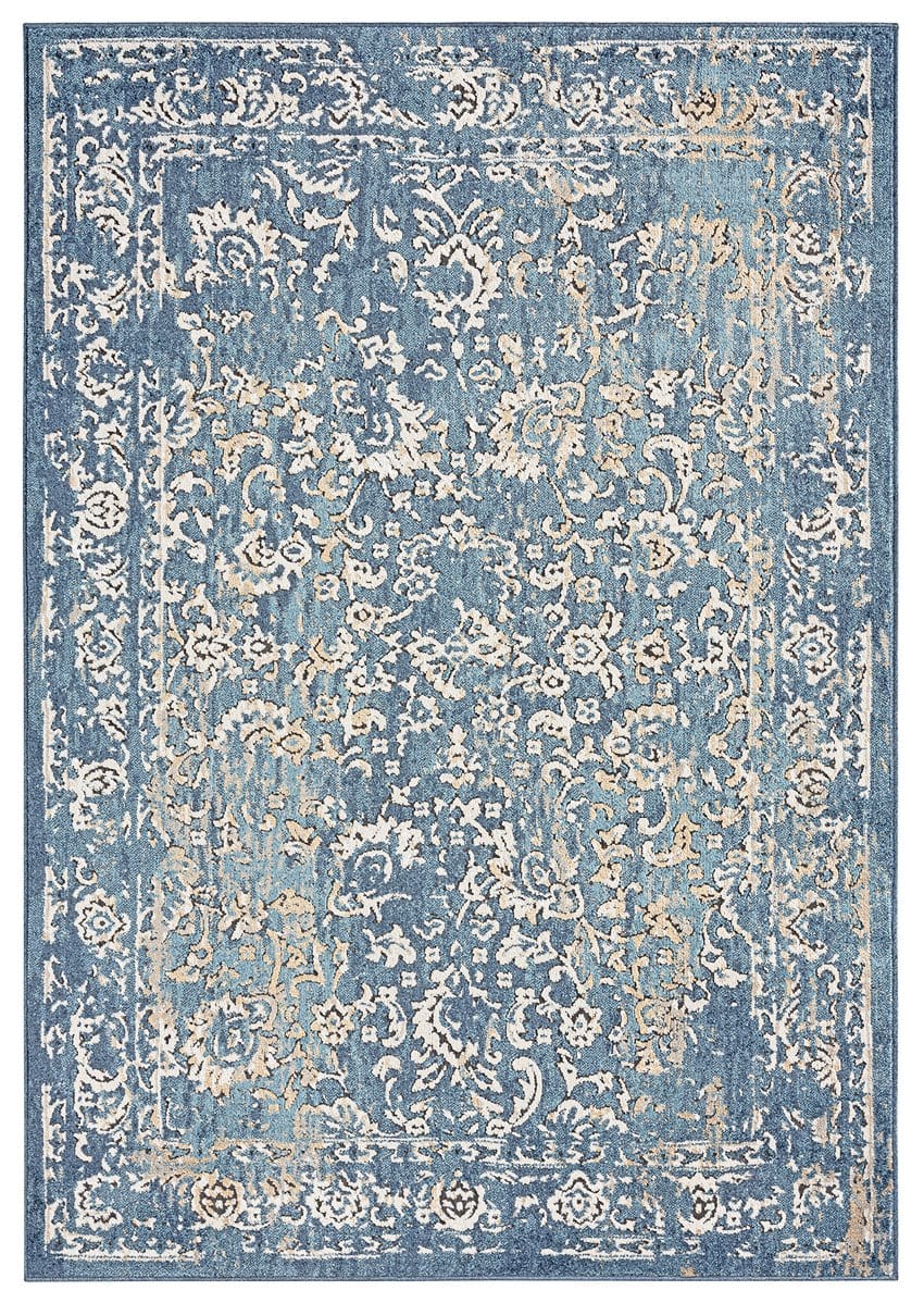 Sadira Blue And Beige Transitional Floral Motif Rug