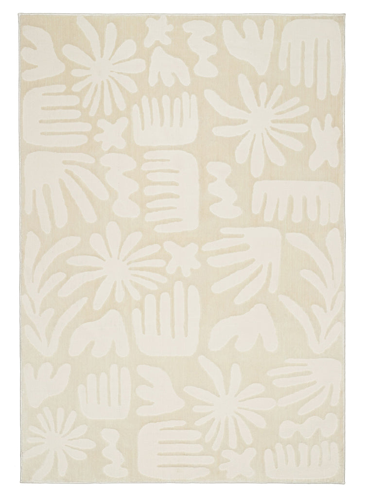 Salah Textured Abstract Neutral Washable Rug