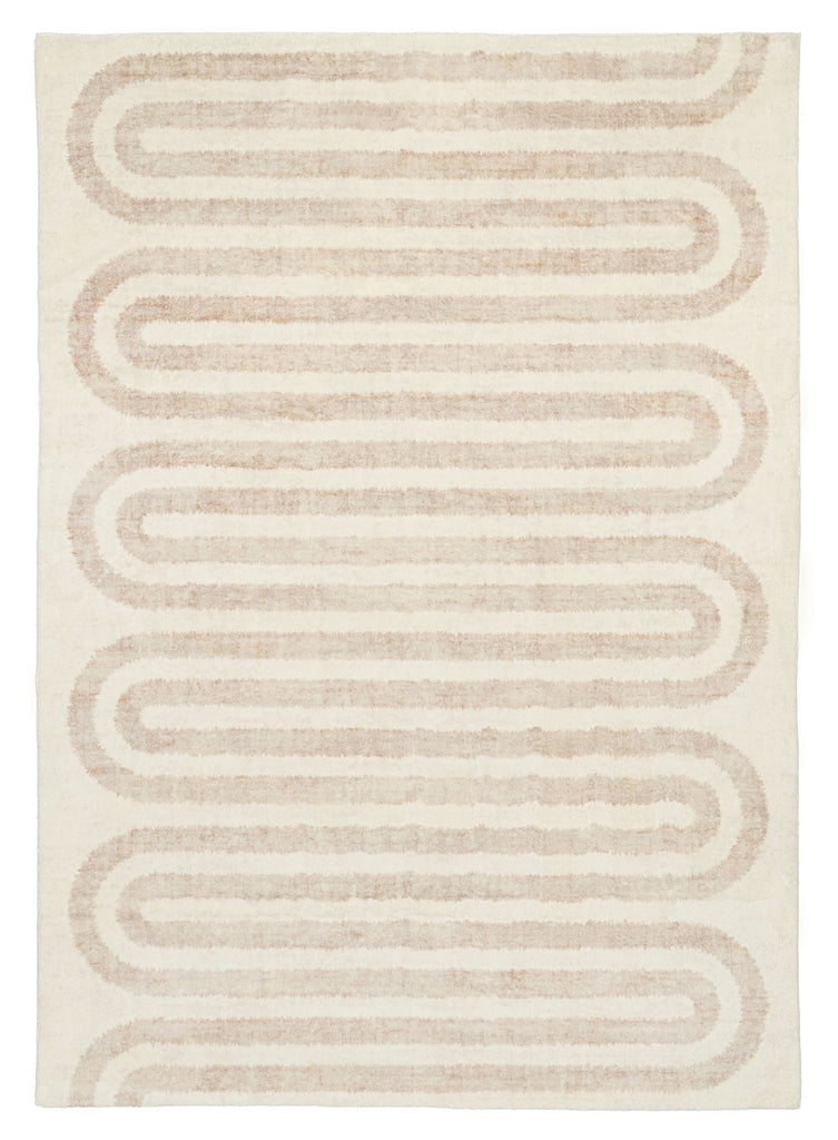 Sargola Ivory Curve Pattern Washable Rug