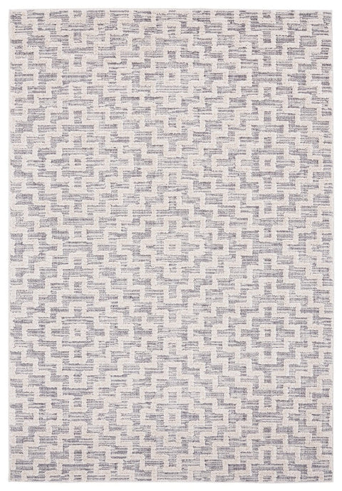 Sarita Ivory and Grey Geometric Textured Rug