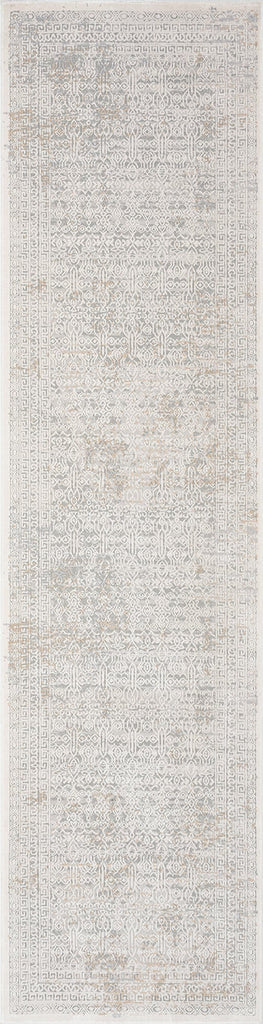 Seda Cream Ivory And Grey Traditional Floral Runner Rug
